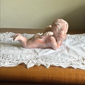 Vintage 1988 Large Scioto Ceramic Pink Cherub Figurine